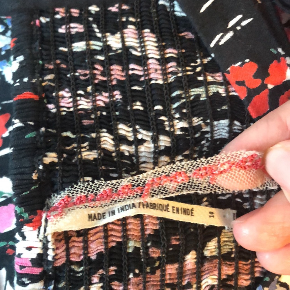 Free People dress, multi color floral print on black background, size 10 - Picture 12 of 15